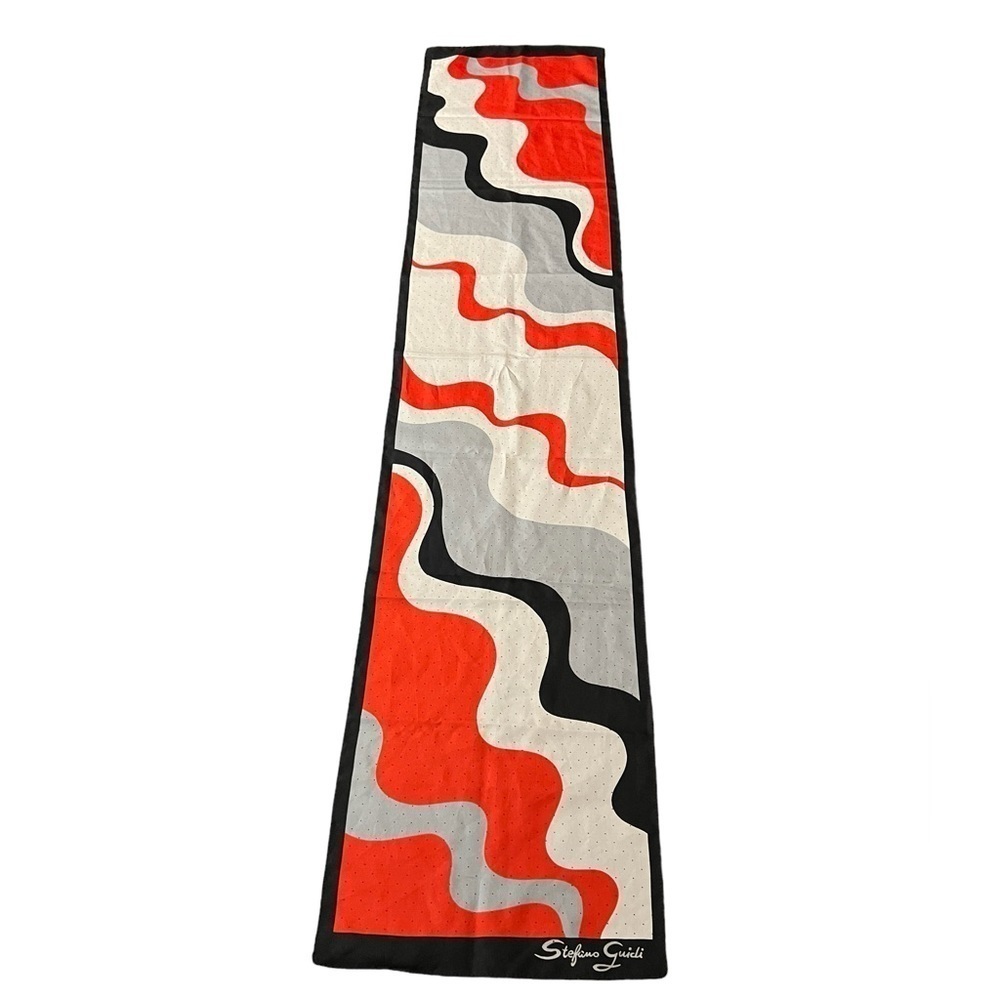 STEFANO GUIDI BEAUTIFUL RECTANGULAR SCARF WITH ABSTRACT DESIGN